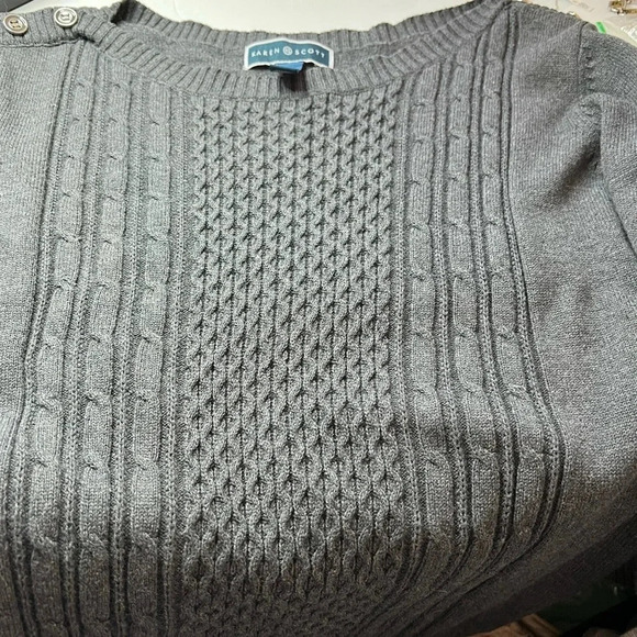 Karen Scott Womens Pullover Sweater Gray Marled Ribbed Front 100% Cotton L - Picture 5 of 8